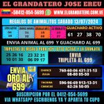 DATOS FIJOS PARA LOTTO ACTIVO Y LA GRANJITA CHANCE Y ZULIA SABADO