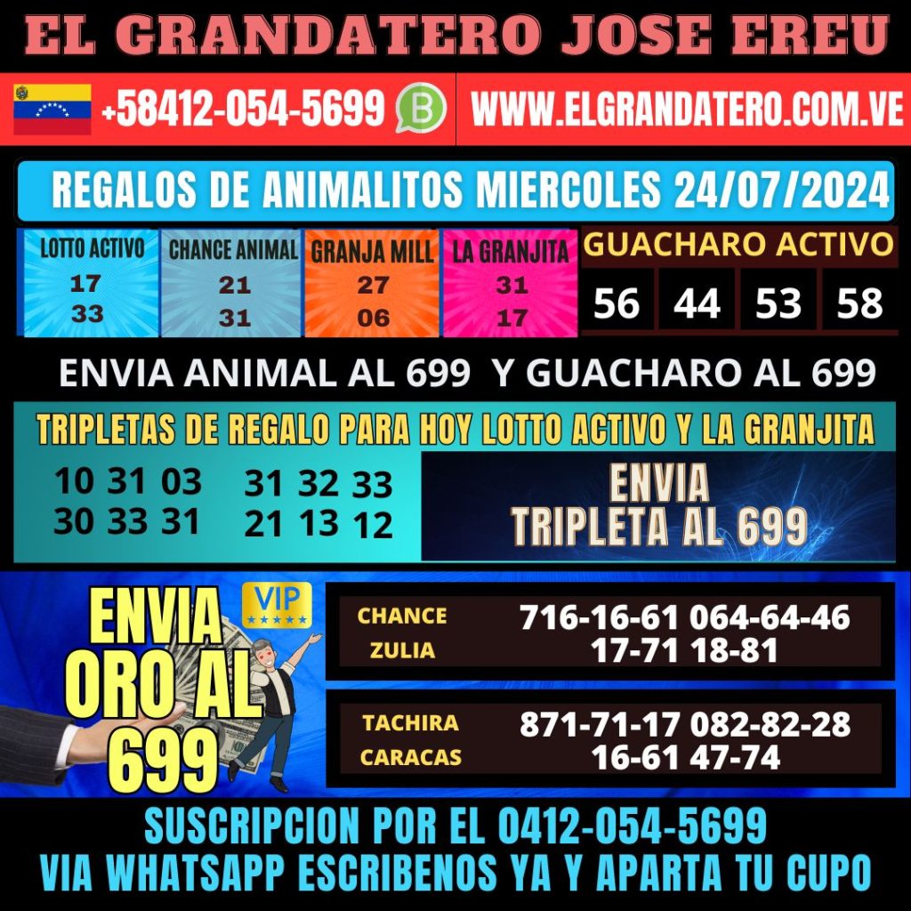 LOTO ACTIVO Y LA GRANJITA DATOS FIJOS PARA HOY